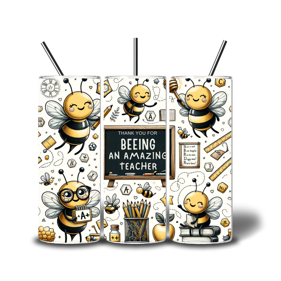 Bee Teacher 20oz Printed Tumbler