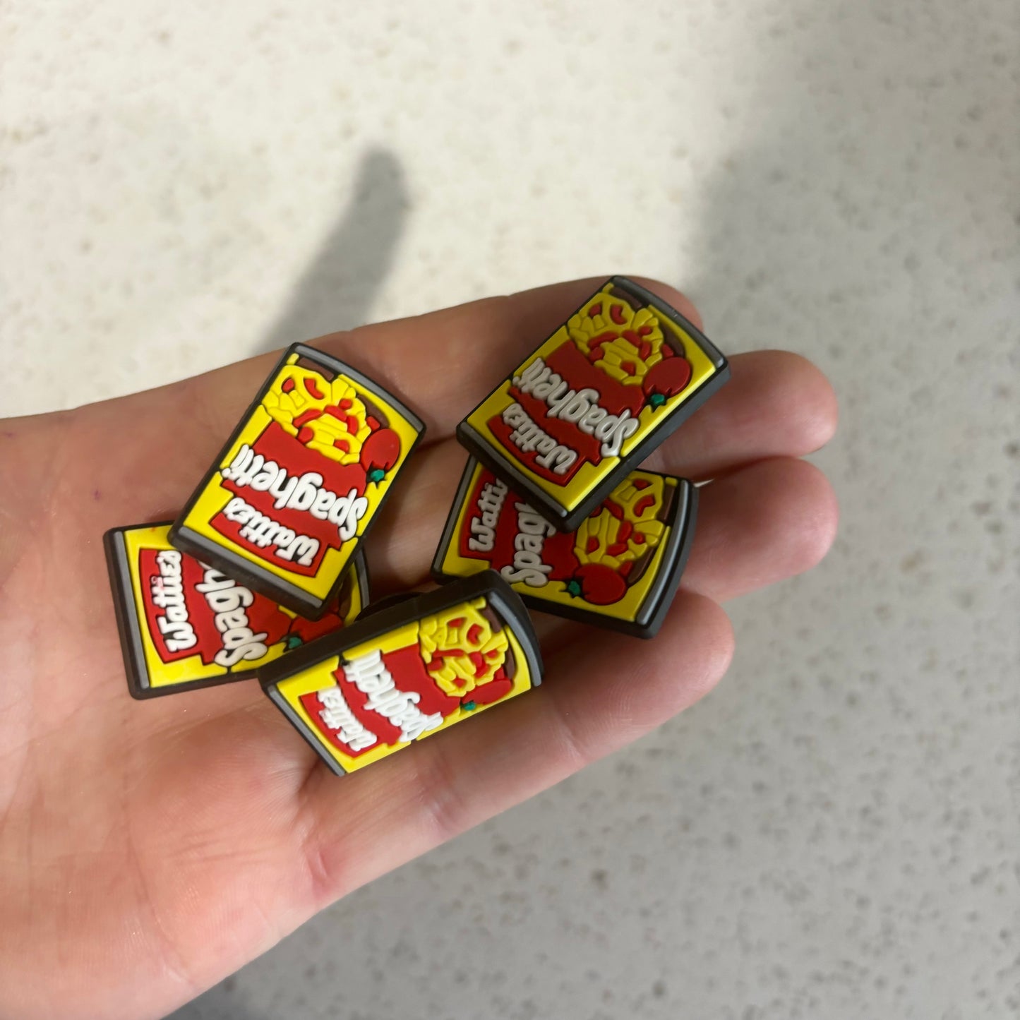 canned spaghetti croc charm