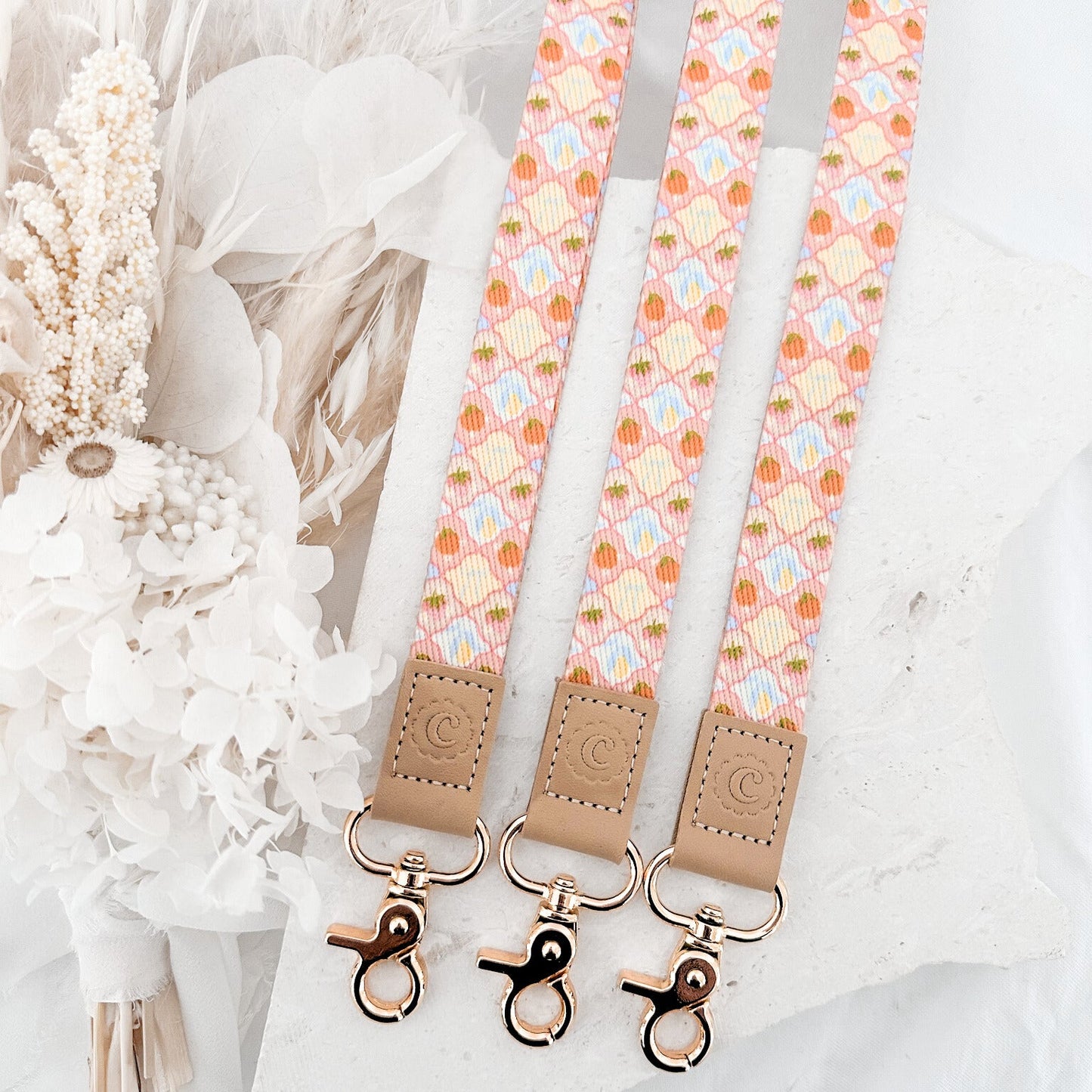 Floral Fruits Fabric Teacher Lanyard