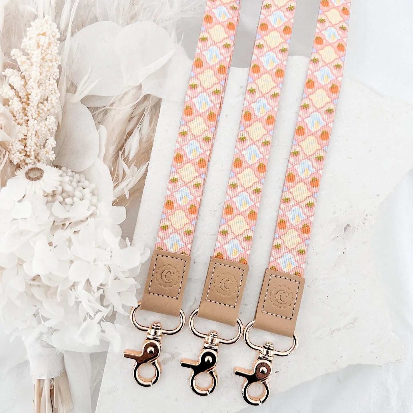 Floral Fruits Fabric Teacher Lanyard KK Scents & Co.