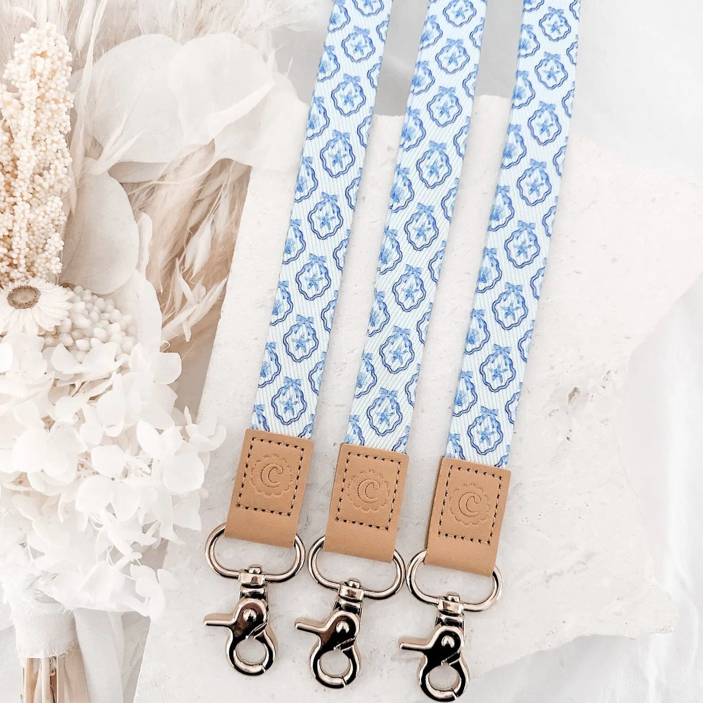 Coastal Seashells Fabric Teacher Lanyard KK Scents & Co.