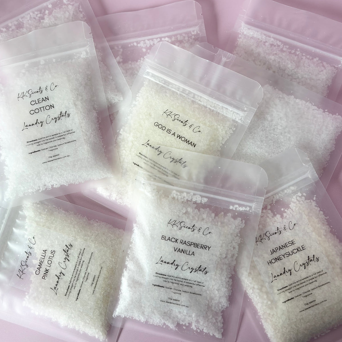 Laundry crystal samples