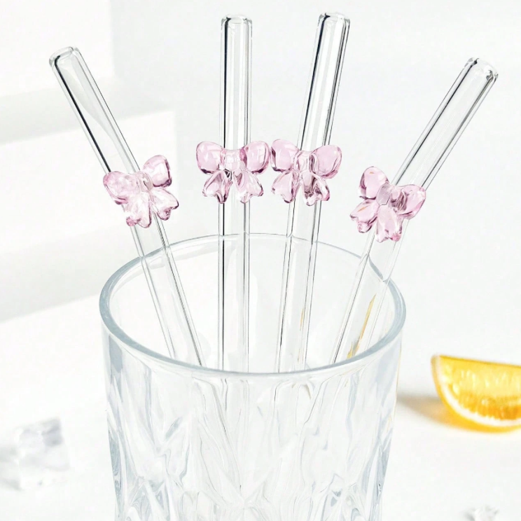 butterfly glass straw
