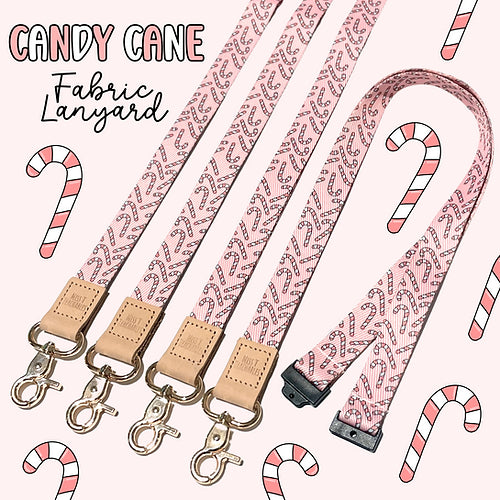 candy cane fabric lanyard