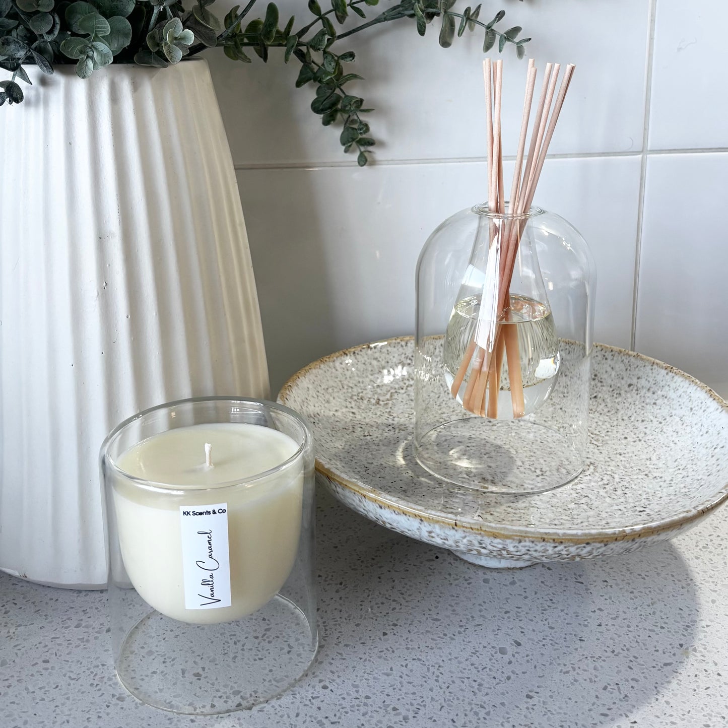 luxe floating reed diffuser and candle