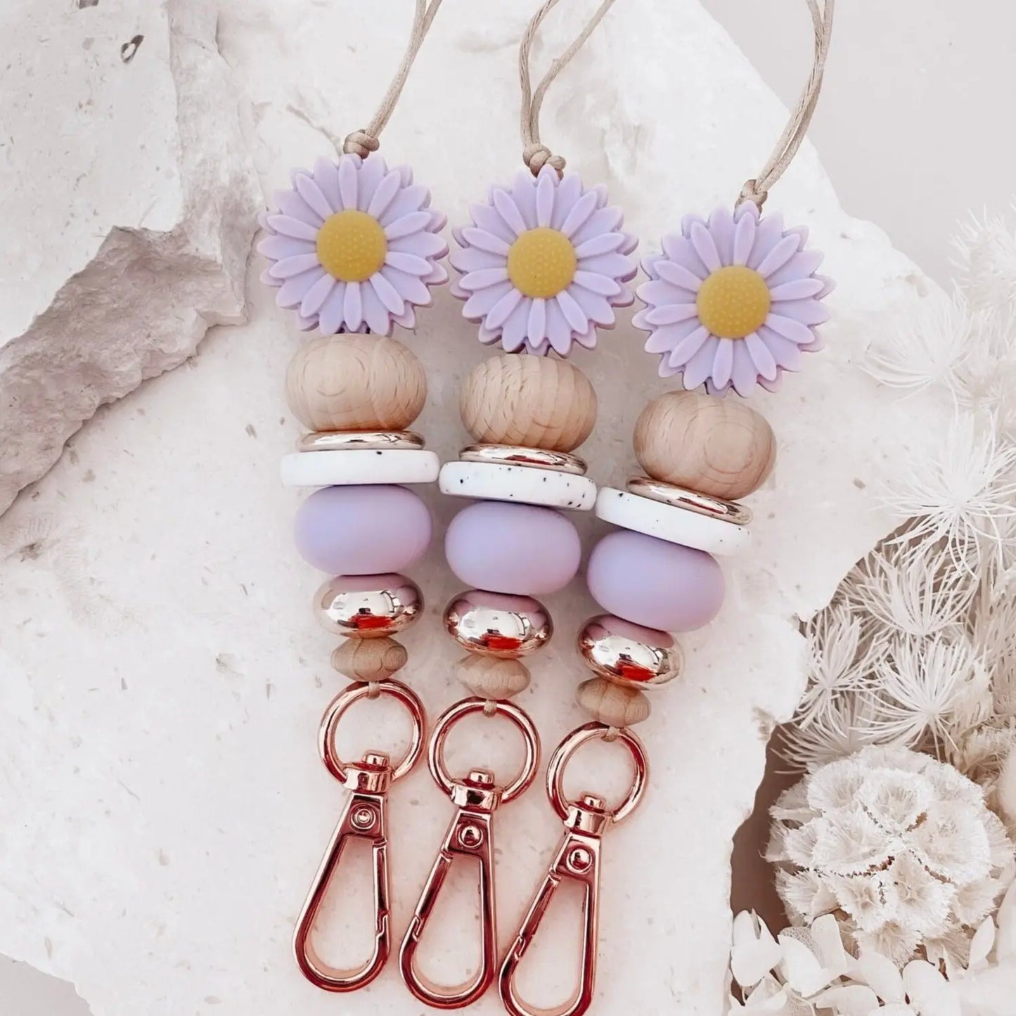 Lazy Daisy Beaded Teacher Lanyard | Lilac KK Scents & Co.