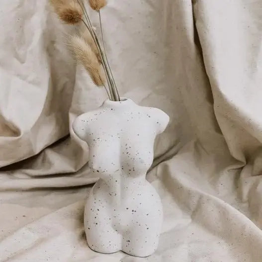 Figure Me Out Vase - White Speckled KK Scents & Co.