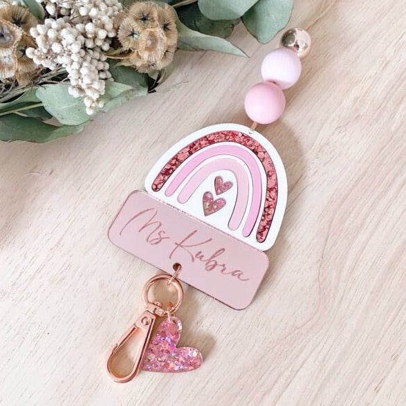 Pink rainbow australia lanyard