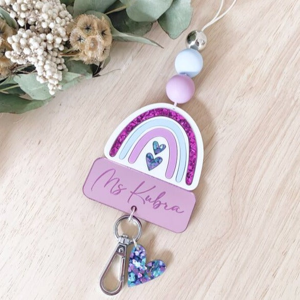 Personalised rainbow lanyard