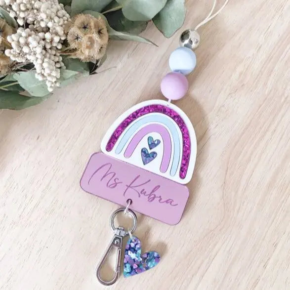 Personalised rainbow lanyard