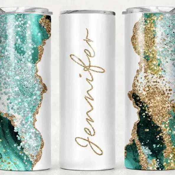 Personalised Aqua Marble 20oz Printed Tumbler KK Scents & Co.
