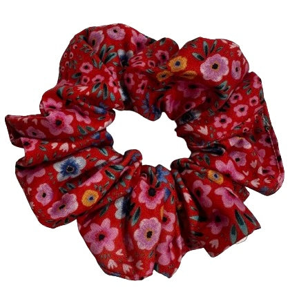 Red Floral Scrunchie
