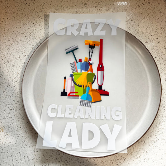 DTF Transfer - Crazy Cleaning Lady