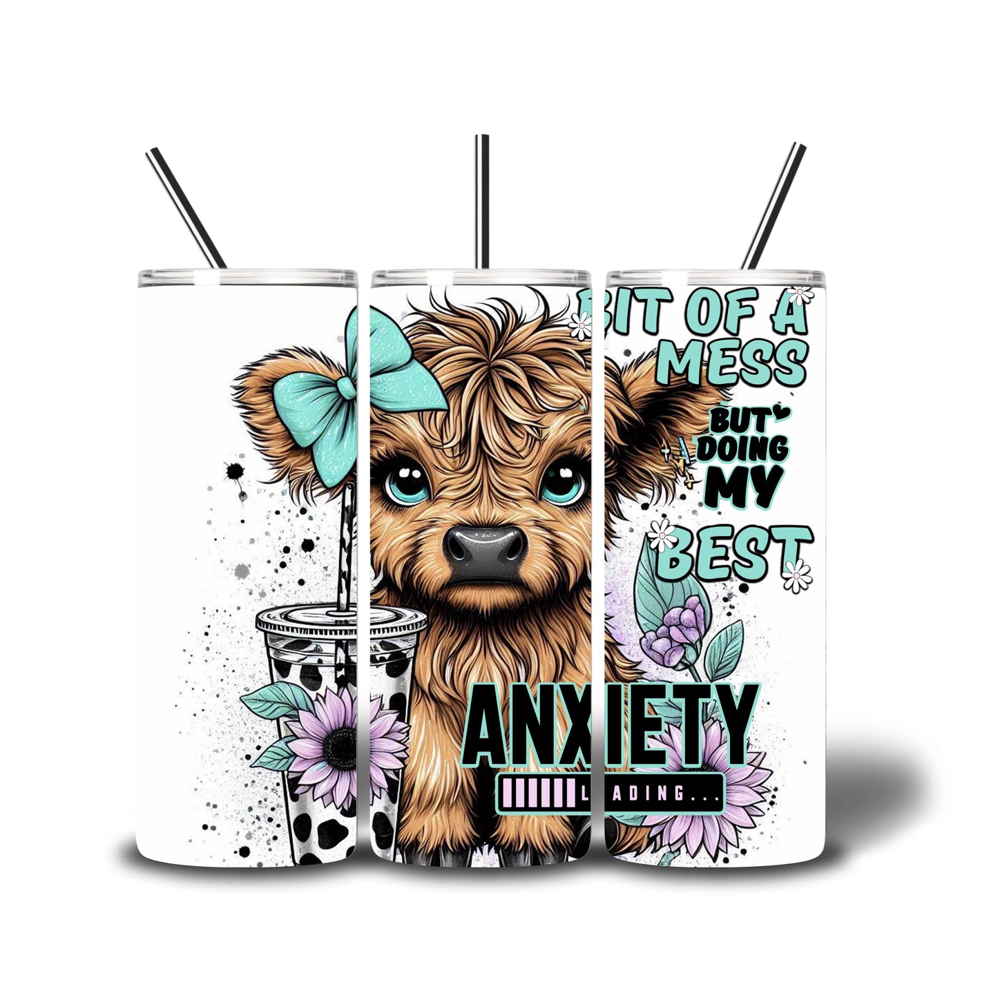 Anxiety Cow Printed Tumbler