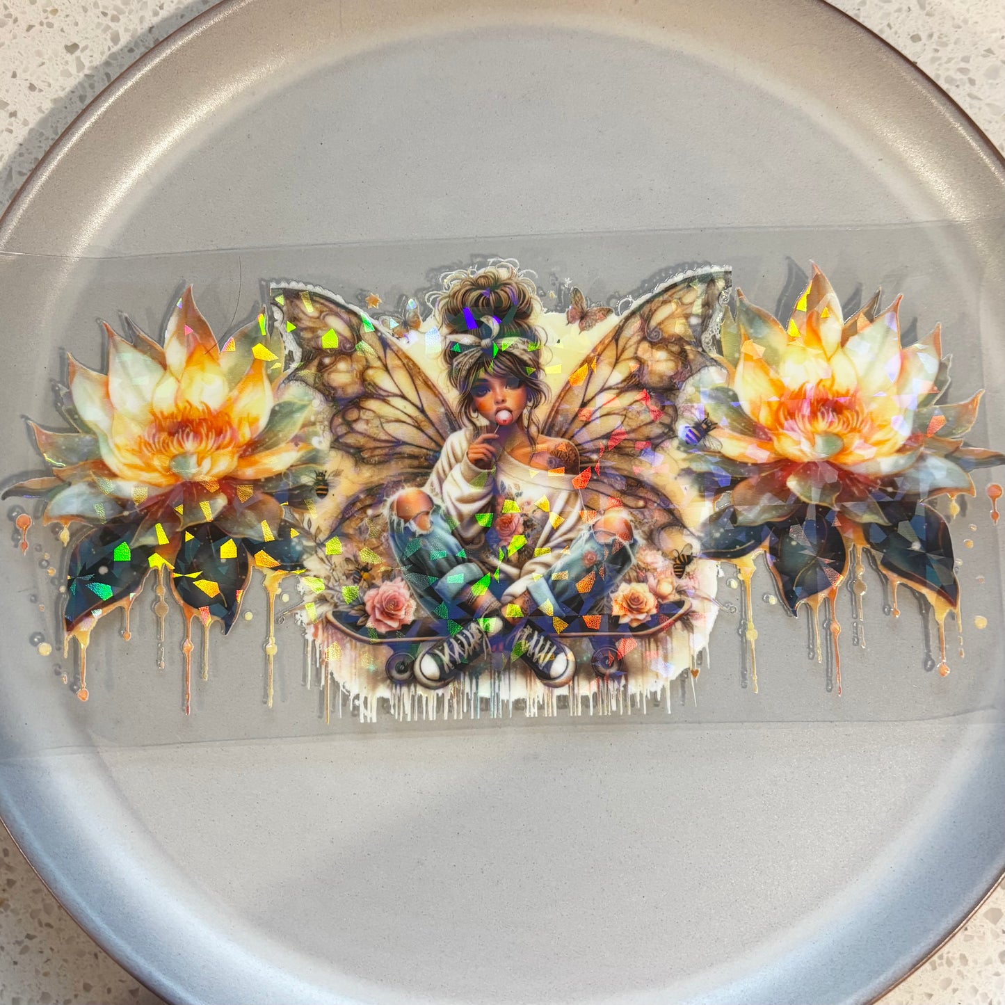 Butterfly Girl Holographic UV DTF WRAP
