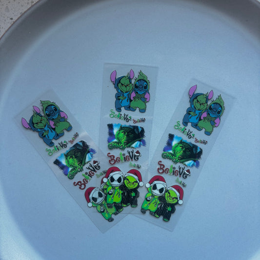Pen/Bookmark Wrap Decal - Stitch & Grinch