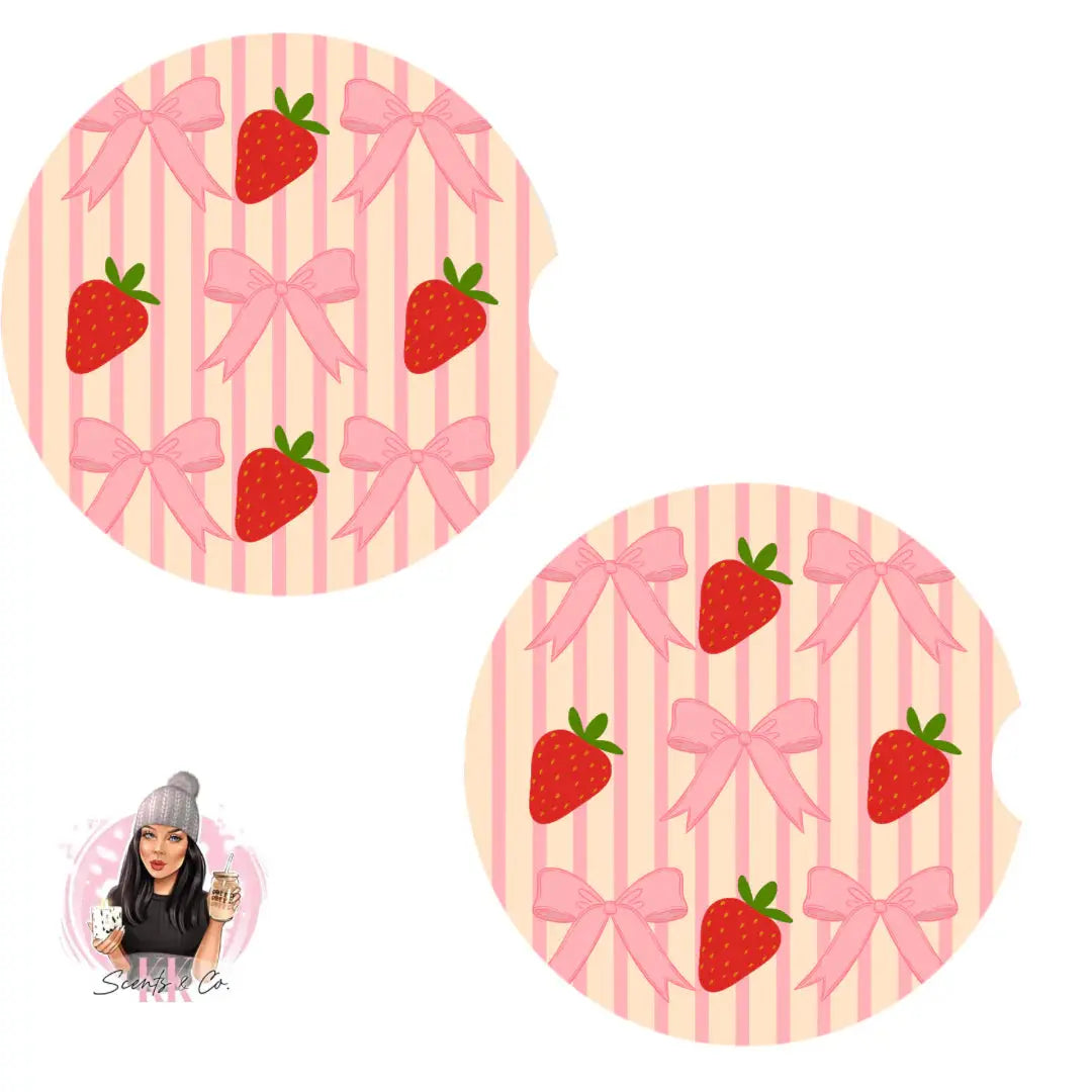 Strawberries & Bows  - Car Coaster Sub Print KK Scents & Co.