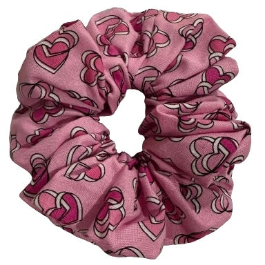 Pink Hearts Scrunchie