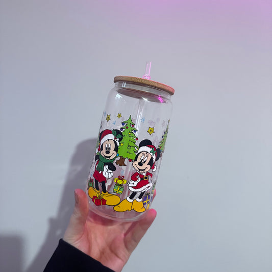 Christmas Minnie Iced Coffee Glass