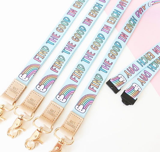 Find The Good In Each Day Fabric Lanyard