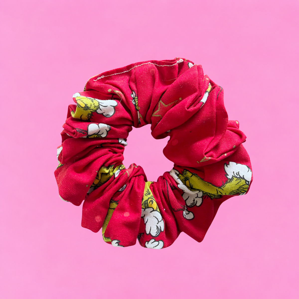 Red grinch Christmas scrunchie 