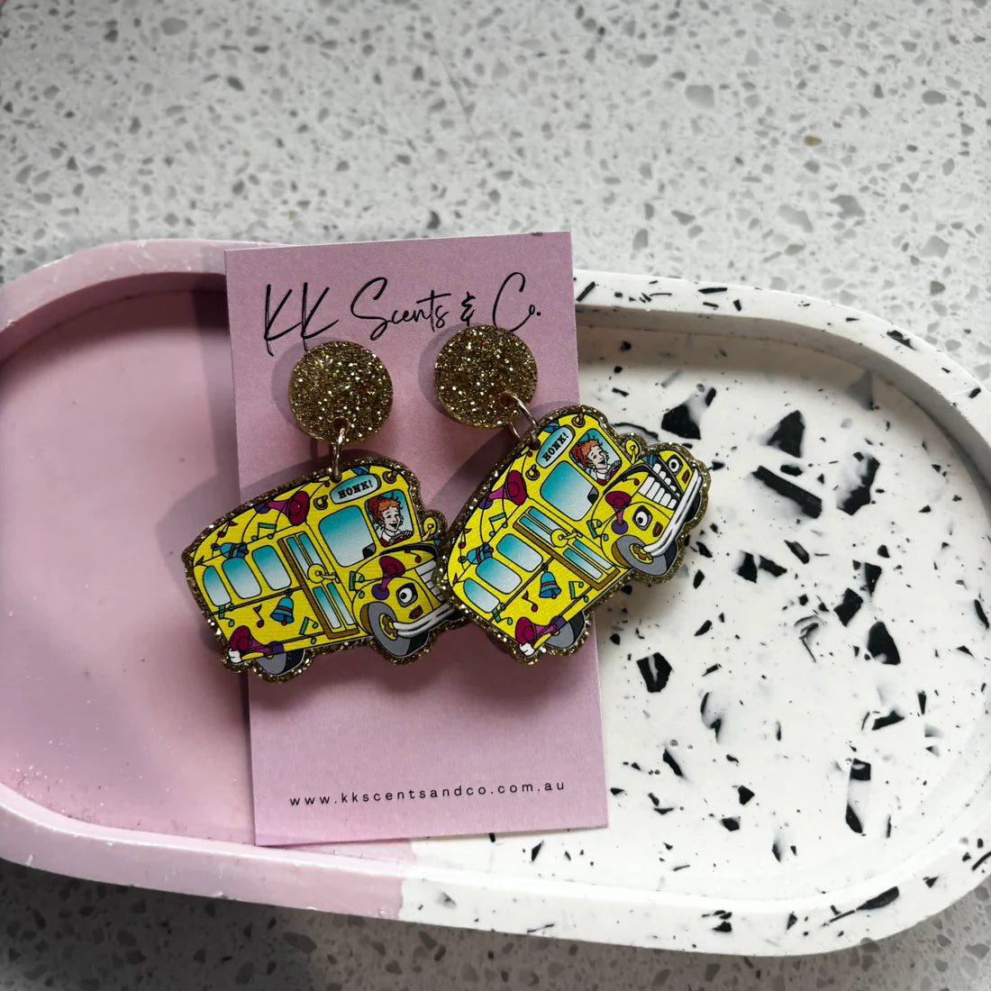 Magic school bus earrings