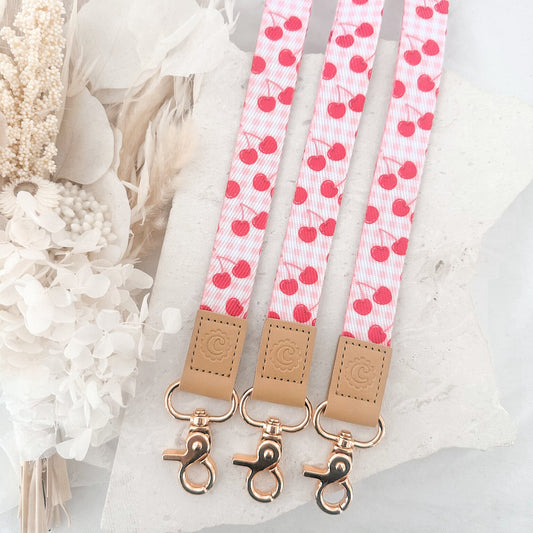 Cherry Gingham Fabric Teacher Lanyard