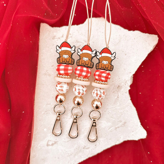 Christmas Highland Cow Lanyard