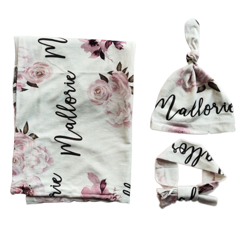 Personalised Swaddle Set - Floral
