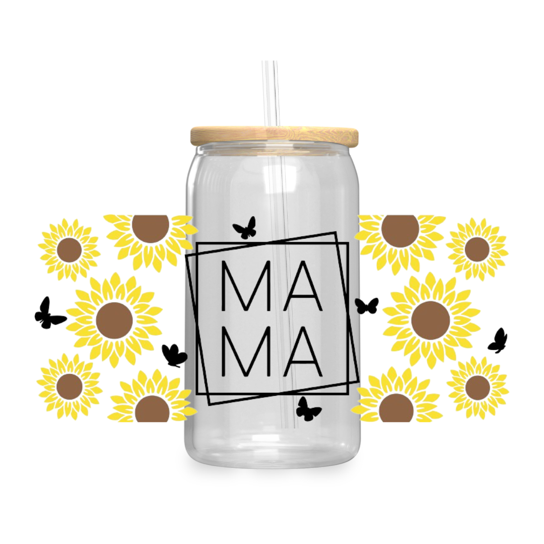 Sunflower Mama Iced Coffee Glass