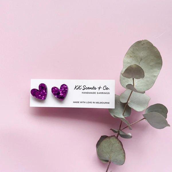 berry heart studs