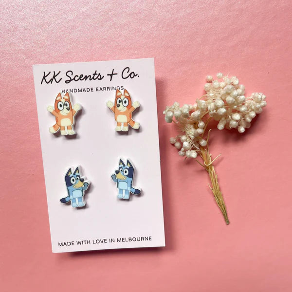 bluey and bingo stud earring set