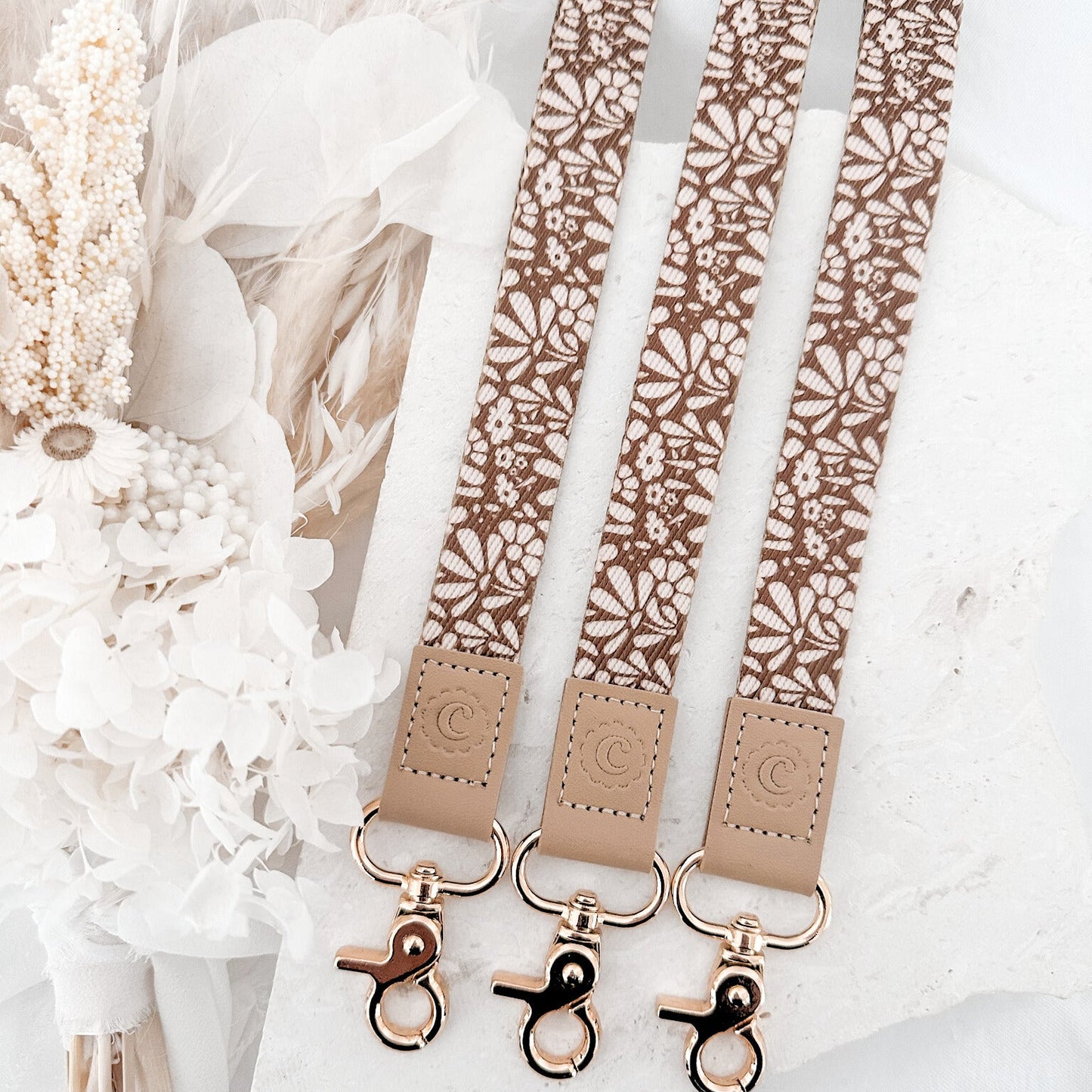boho floral fabric lanyard