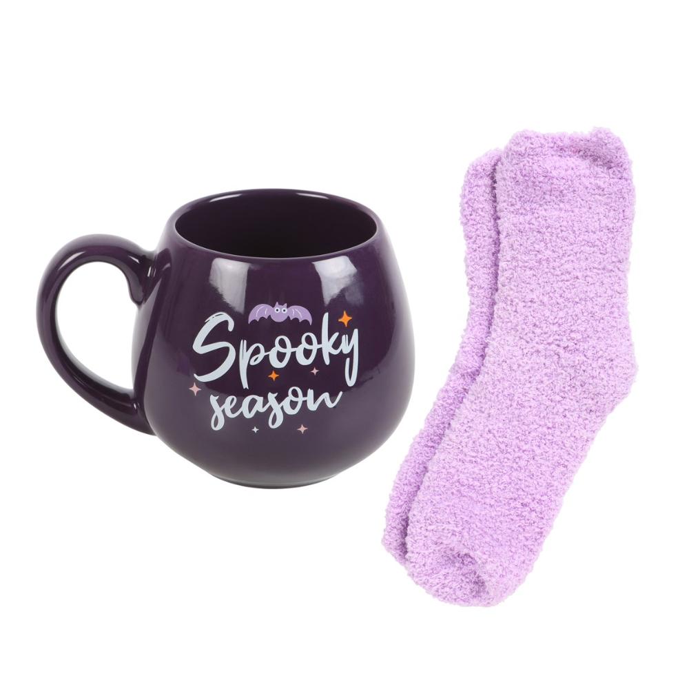 Spooky Season Ceramic Rounded Mug and Socks Set