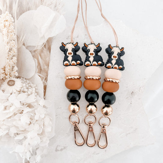 cute cow beaded teacher lanyard