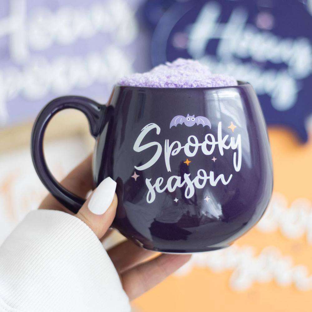 Spooky Season Ceramic Rounded Mug and Socks Set