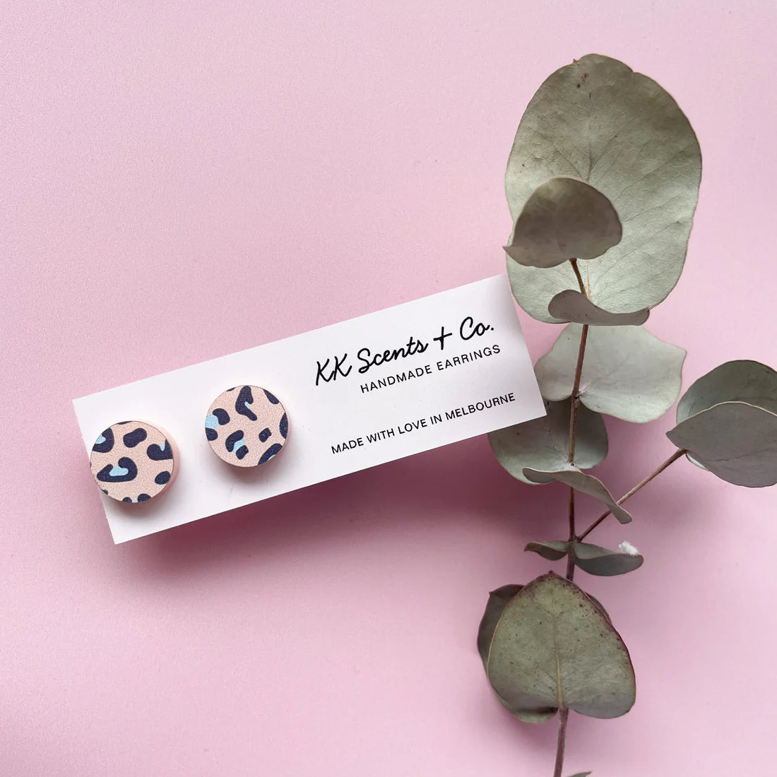 Pink Leopard Studs