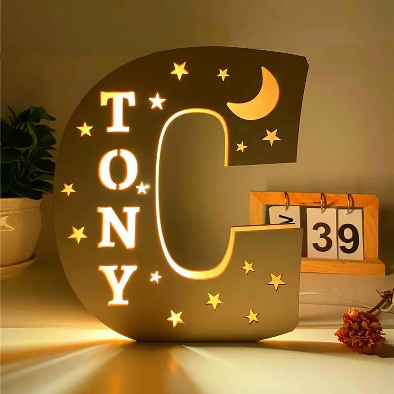 Personalised Letter Wooden Night Light