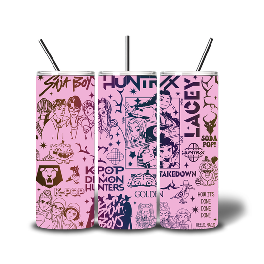 k pop demon hunters printed cup tumbler