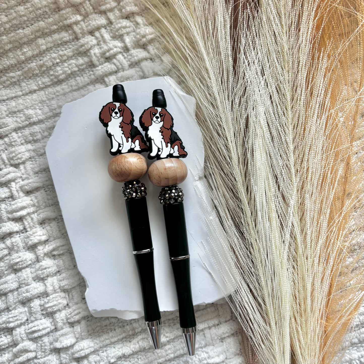 king charles cavalier beaded pen