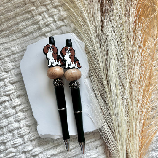 king charles cavalier beaded pen