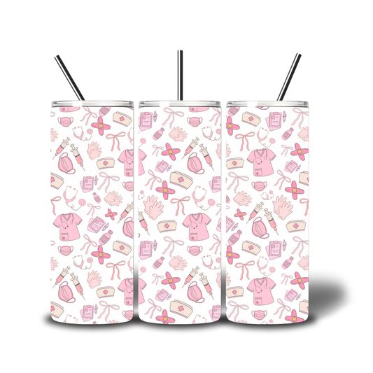 nurse printed cup tumbler