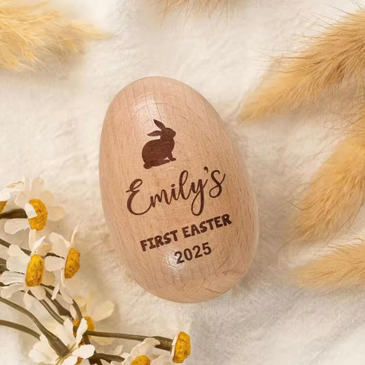 personalised wooden egg shaker
