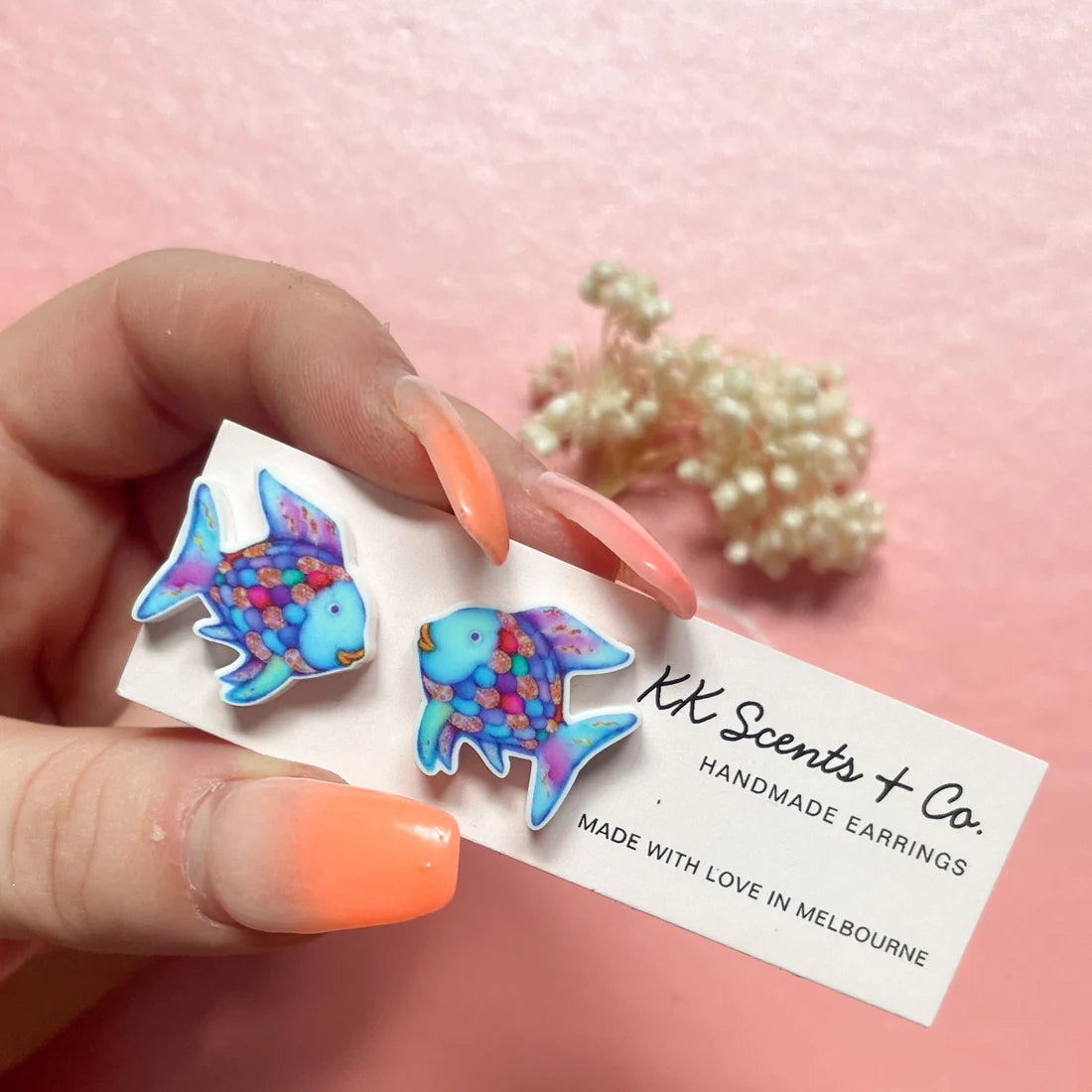 rainbow fish studs