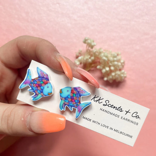 rainbow fish studs