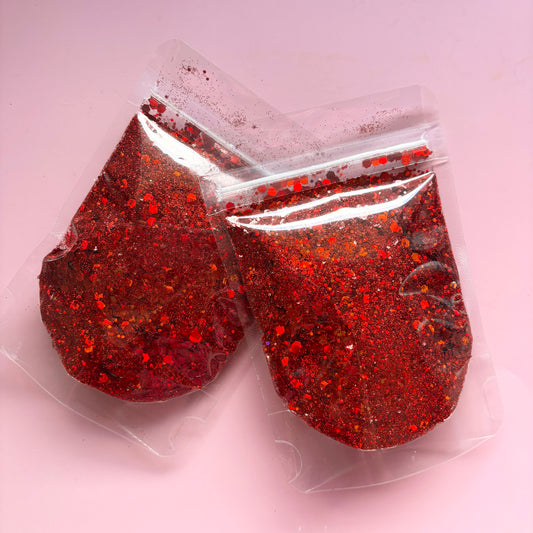 red chunky glitter