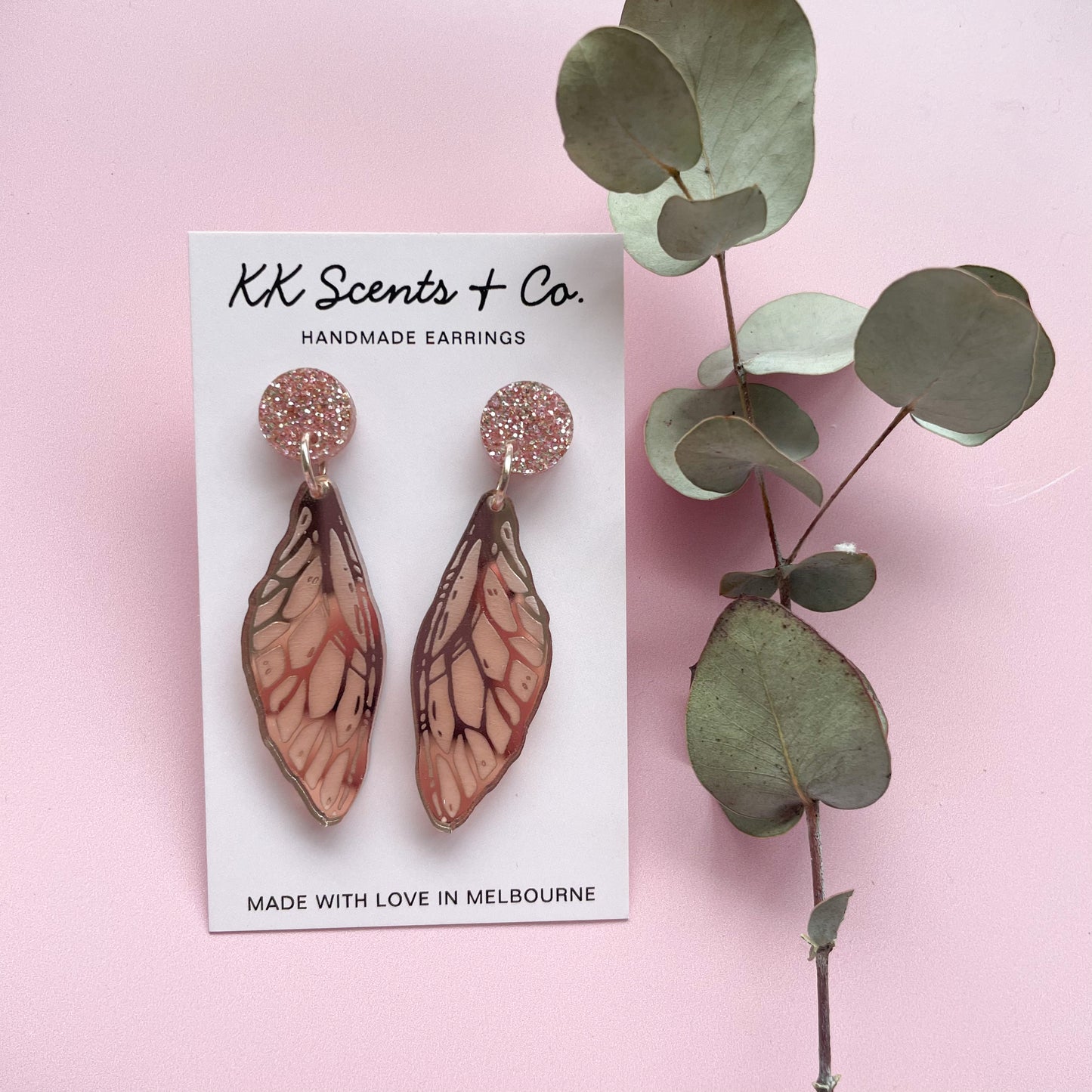 rose gold butterfly earrings