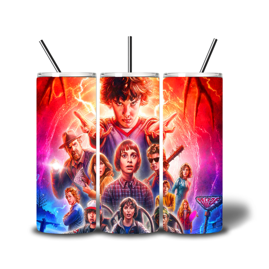 stranger things printed cup tumbler
