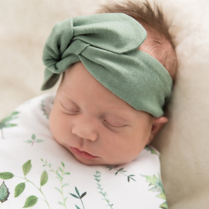 Olive Topknot Baby Headband