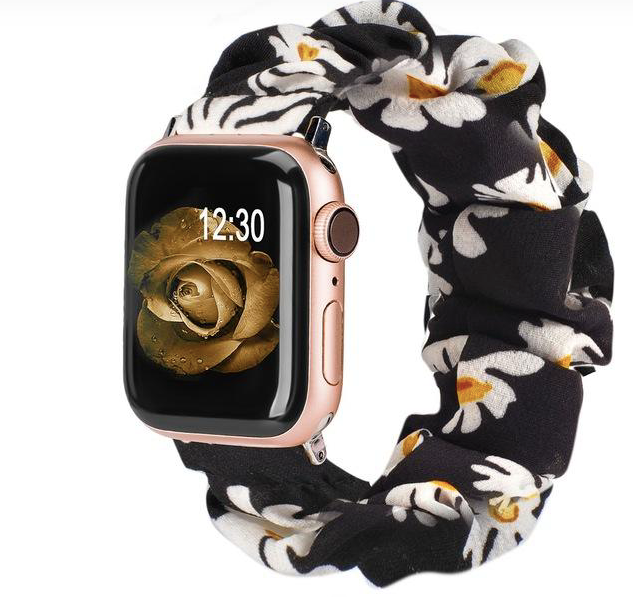 White Flower Scrunchie Apple Watch Band